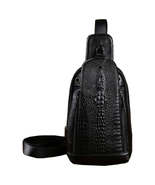 FR Fashion Co. 14&quot; Crocodile Pattern Genuine Leather Crossbody Sling Bag - £47.95 GBP