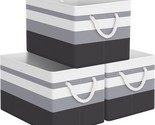 Gradient Grey Pack Of Three Large Storage Boxes With Rope Handles, Colla... - $42.95