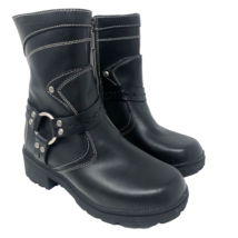 Milwaukee Daredevil Black Leather Motorcycle Boots Womens Size 6.5 C Moto MVB239 - £39.22 GBP