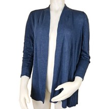 J Jill Love Linen Sweater Womens S Indigo Longline Open Front Duster Cardigan - £14.63 GBP