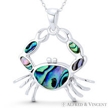 Crab Cancer Zodiac Sign Mother-of-Pearl 925 Sterling Silver Boho Sealife... - £43.14 GBP+