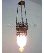 BR130M Art Decorative White Frosted Glass Lamp With Brass Ornament Belt - $32.73