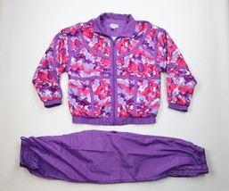 Vtg 90s Streetwear Women L Abstract Lined 2 Piece Windbreaker Warm Up Track Suit - £77.36 GBP