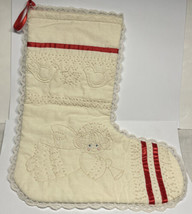 Embroidered Christmas Stocking 13&quot; Angel with Lace Stocking Vintage - $10.00