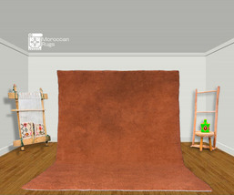 Handmade Moroccan Berber Rug – Solid Rust Orange Wool Flooring, Minimalist Style - £41.87 GBP+