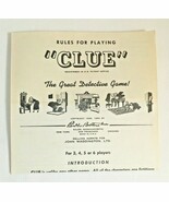Vintage CLUE Board Game Rules For Playing 1950 Replacement Instructions ... - $1.29 CAD