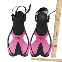 1 Buckle Has Issues - Speedo Dive Black Pink Flippers Kids S/M 9-13 - Adjustable - £6.29 GBP