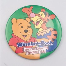 Vintage 1996 Winnie the Pooh Tigger Disneyland Hotel Character Dining Round Pin - $9.49