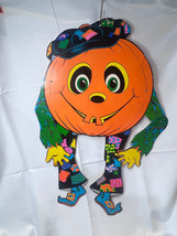 Vtg Die Cut Beistle Co Jointed One Sided Pumpkin Halloween Decoration 28.5&quot; - £39.30 GBP