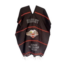 Harley Davidson Large Black Poncho Cancun Isla Mu Jeres Mexico Embroider... - $67.76 CAD