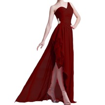 Kivary Women&#39;s Chiffon One Shoulder High Low Chiffon Beaded Prom Homecoming Part - £85.68 GBP