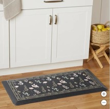 Town &amp; Country Living Kitchen Mat Black Floral Comfort Gel 20&quot; X 42&quot; Non... - $49.99