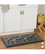 Town &amp; Country Living Kitchen Mat Black Floral Comfort Gel 20&quot; X 42&quot; Non... - $921.24 MXN