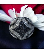 Unique Women&#39;s Ring With Black CZ and Heart Accents, Size 5 3/4 - $18.80