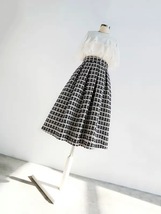 A-line Black Tweed Midi Skirt Outfit Women Custom Plus Size Woolen Party Skirt image 11