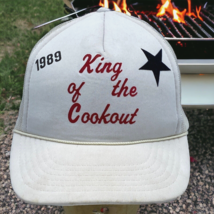 Vtg 1989 King Of The Cookout White Truckers Cap Hat Mesh SnapBack Madhater - £13.54 GBP