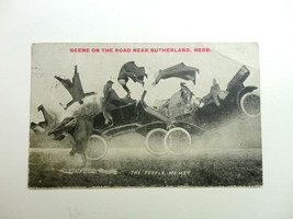 Nebraska Funny Car Auto Crash Accident Sutherland Antique 1917 Postcard - £5.24 GBP