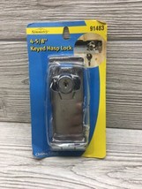 Keyed Hasp Lock 4-5/8” Symmetry Chrome Finished NOS With Key Door Cabinet Locker - £4.57 GBP