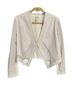 Chicos Medium (Sz 1) White Perforated Faux Leather Open Front Moto Jacket - $39.47 CAD