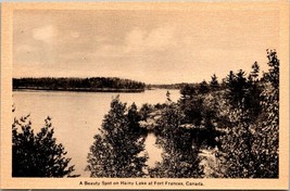Canada Ontario Fort Frances Rainy Lake View with Trees Black White VTG Postcard - £7.38 GBP