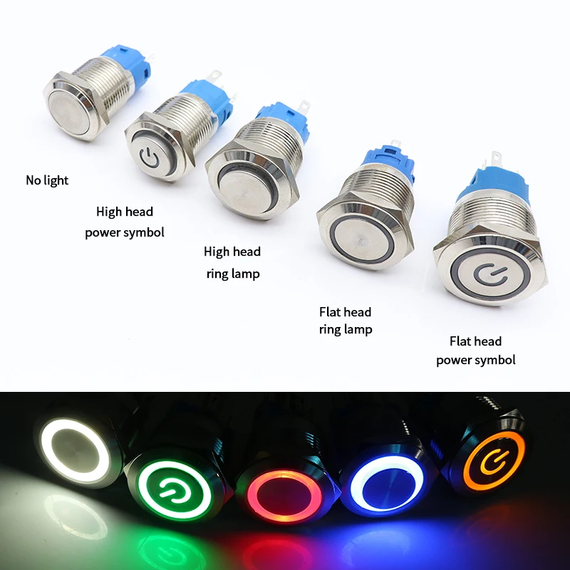 House Home 12/16/19 / 22mm Waterproof Metal Push Aon Switch LED Light Momentary  - £19.81 GBP