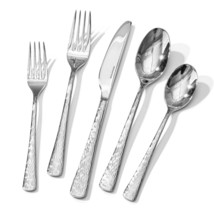 KINGSTONE Hammered Silverware Set Flatware Set 18/10 Stainless Steel Pre... - £124.55 GBP