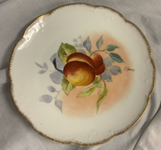 Vintage AK Limoges France Decorative Plate Peaches Gold Trim 8.75” - $13.99