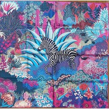 Hermes Scarf Mountain Zebra by Alice Shirley 90 cm silk animal horse Carre pink - £653.75 GBP