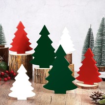 6 Pieces Wooden Christmas Trees Tabletop Decoration Rustic Wood Christma... - $18.99