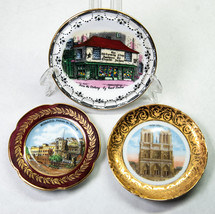 3 Miniature Souvenir Plates Notre Dame Monaco Old Curiosity Shop - £7.04 GBP