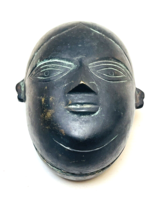 Brass Hindu Goddess Beauty Gauri Head Statue Engraved Oval Box 4x3-in Antique - £91.71 GBP