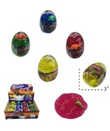 12 ASSORTED 3 INCH DINOSAUR EGG W DINO INSIDE &amp; GOOEY SLIME novelty play... - £18.64 GBP