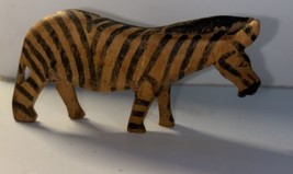 Vintage Carved Wooden Zebra Figurine 4” long Wildlife Safari African Animals - £7.77 GBP