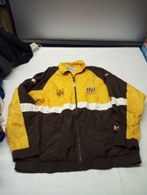 90s Dale Jarrett #88 UPS NASCAR Zip-Up Windbreaker Jacket Vintage XL Brown - $34.86