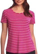 NEW Womens Ellen Tracy Zipper Back Shirt berry pink stripe sz L or XXL k... - £7.95 GBP