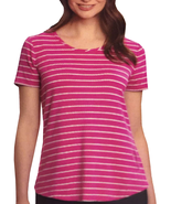 NEW Womens Ellen Tracy Zipper Back Shirt berry pink stripe sz L or XXL k... - £7.82 GBP