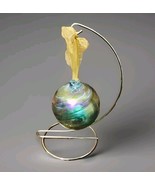 Hand Blown Art Glass Colorful Swirl Orb Witch Ball Sphere Ornament w/Rib... - $74.25
