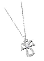 Guardian Angel Pendant Necklace Zircon Heart First - $50.39