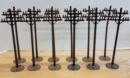 12 Vtg Marx Brown Plastic Telephone Poles O Gauge Model Railroad Train Accessory - £14.06 GBP