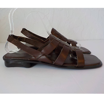 Montego Bay Club Women 8.5 M Y2K Strappy Sandals Brown Leather Slingback Retro - £23.73 GBP