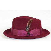 Mens Bruno Capelo Hat Australian Wool Fedora Teardrop Crown Fabio FB226 Burgundy image 4