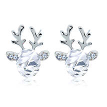 Crystal &amp; Cubic Zirconia Reindeer Stud Earrings - £10.38 GBP