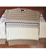 Vtg 80s  90s Cavallini Acrylic Knit Ski Sweater Men&#39;s XL Romania Ivory B... - $36.62