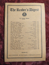 Reader&#39;s Digest November 1925 Edward W Bok Harry Emerson Fosdick Kathleen Norris - £48.92 GBP