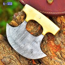DAMASCUS STEEL ULU FIXED BLADE KNIFE HUNTING KNIFE CAMPING KNIFE  ALASKA... - $27.72