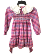 Princess Anne Hand Smocked Dress Pink Purple Girls 6x Cotton Poly Blend Vtg - $34.85