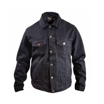 Men&#39;s Black Heavy Duty Denim Button Front Jacket - £56.54 GBP