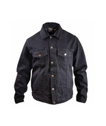 Men&#39;s Black Heavy Duty Denim Button Front Jacket - €60,27 EUR