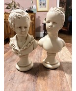 VTG ALEXANDER BACKER Boy &amp; Girl Set Hand Painted Patina Chalkware Lot of... - $46.40