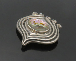 MMA 925 Sterling Silver - Vintage Abalone Shell Pointed Brooch Pin - BP6765 - £81.25 GBP